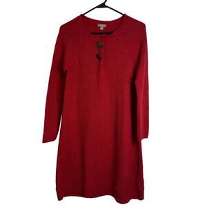 J. Jill Long Sleeve Tunic Button Roll Neck Wool Blend‎ Knit Sweater Dress Sz XS